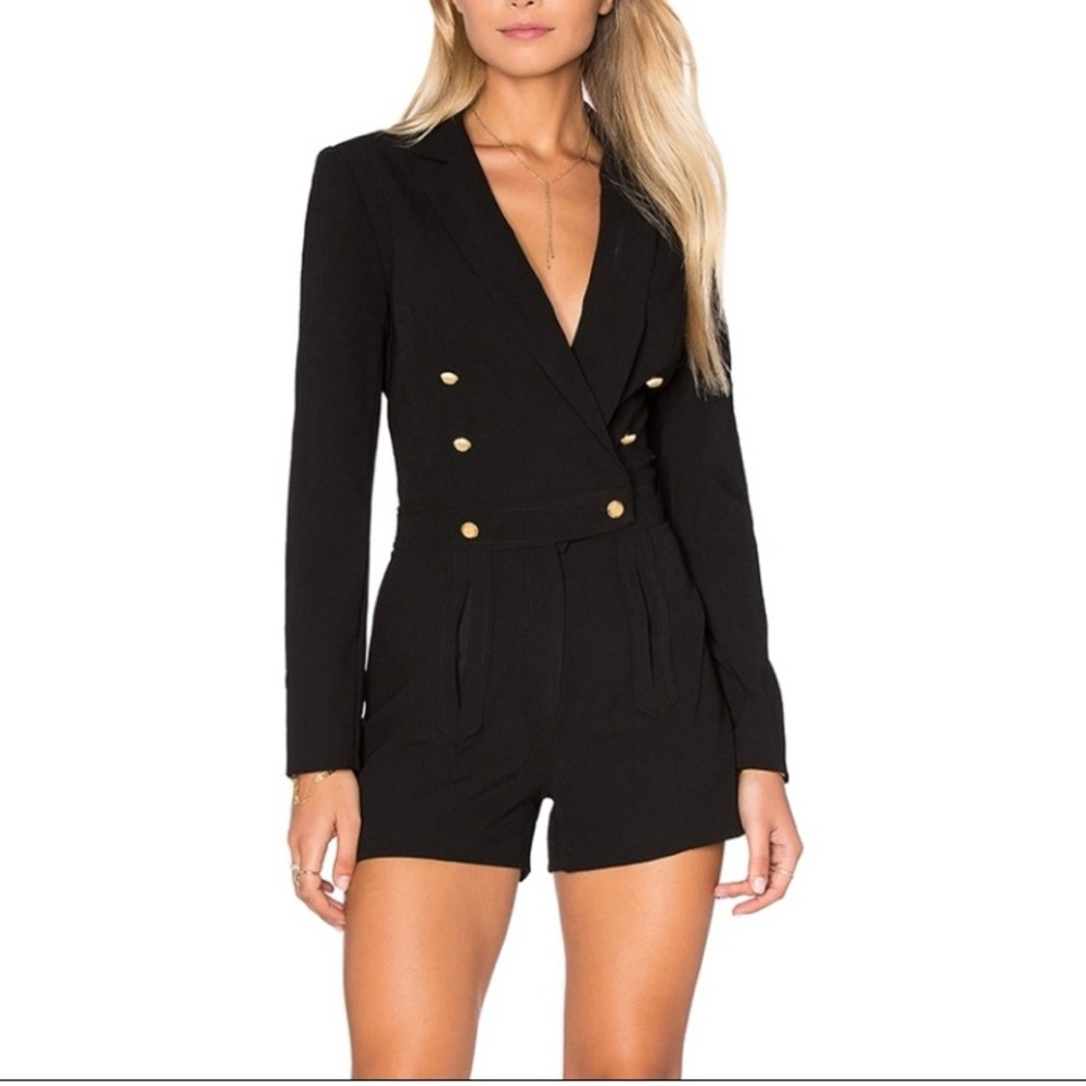 SAYLOR Black Romper with Gold Buttons
